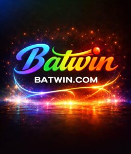 Colorful “Batwin” logo with a rainbow gradient on a glowing, starry background, with “BATWIN.COM” written below.